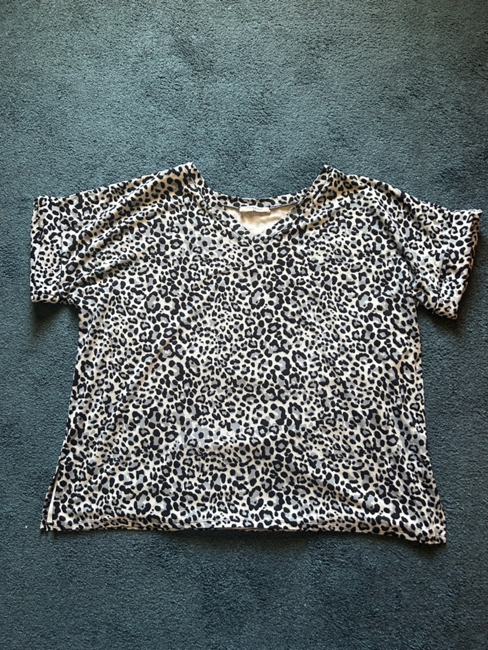 Zena Cream and Black Leopard Print Short Sleeve Blouse